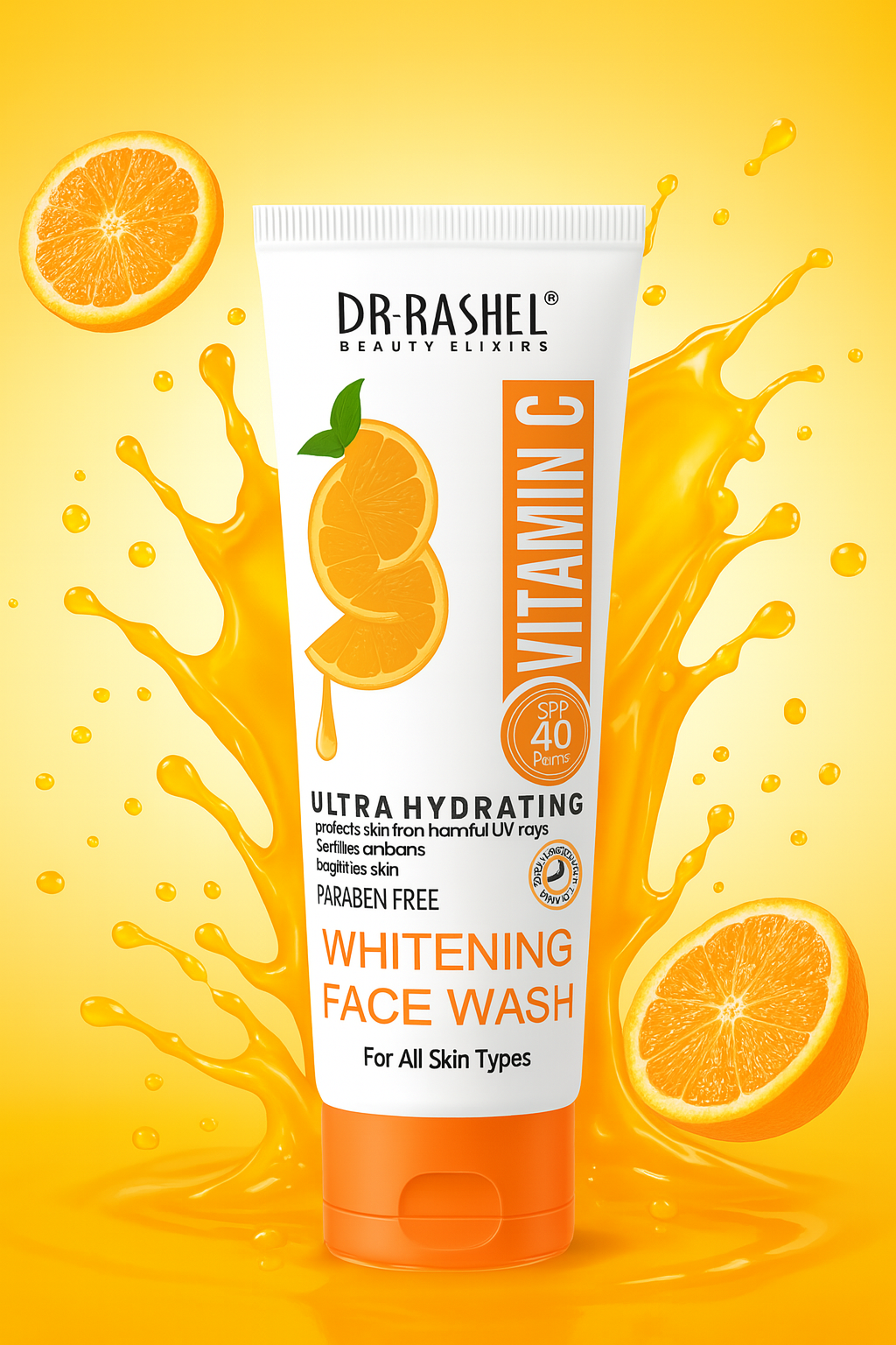 Dr Rashel Vitamin C Ultra Hydrating Whitening Face Wash – Brightening & Moisturizing Cleanser, 100ml (1 Pc)