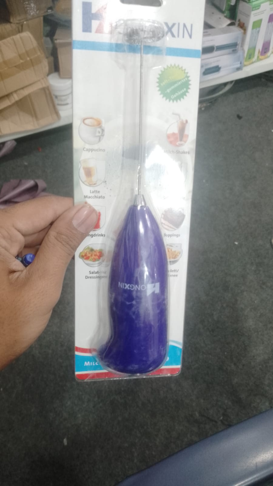 Cell Operated Coffee Beater Milk Drink Egg Whisk Mixer Foamer Mini Handle Stirrer Practical Cooking Tool Kitchen Gadget (Random Color)