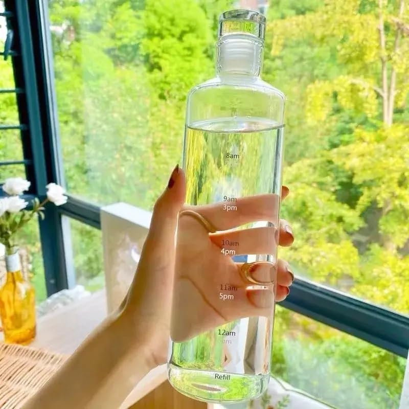 Transparent,lightweight Sports Water Bottle Portable Leak-proof Fitness Gym Water Time Scale, Sealed, Leakproof, 500ml Capacity
