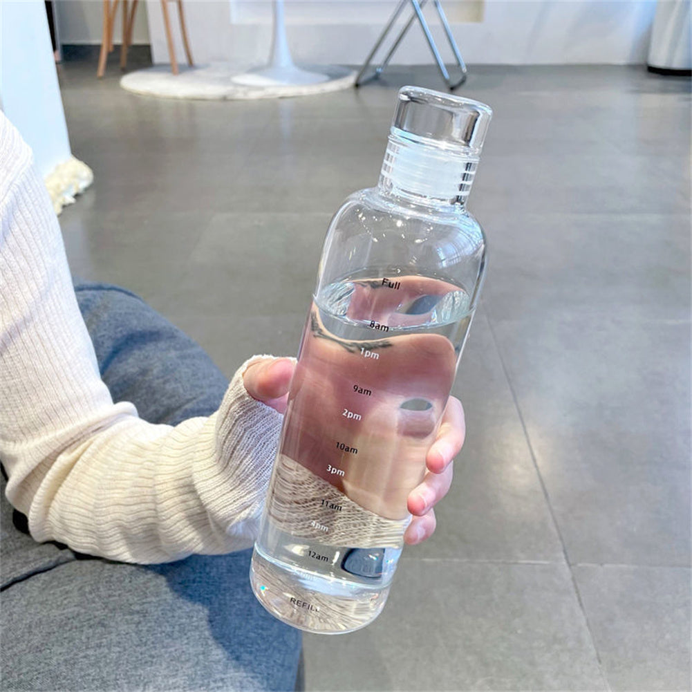 Transparent,lightweight Sports Water Bottle Portable Leak-proof Fitness Gym Water Time Scale, Sealed, Leakproof, 500ml Capacity